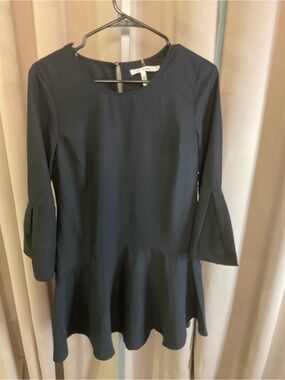 Avec Les Filles Black Peplum Long Sleeve Dress